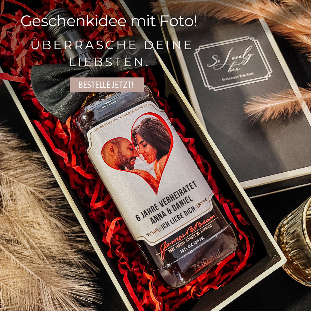 MIT FOTO HERZ JIM BEAM WHITE LIEBESGESCHENK